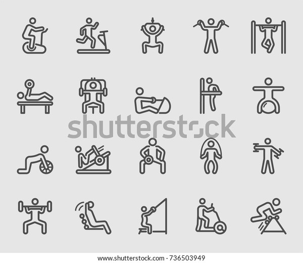 Exercise with equipment line\
icon