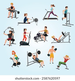 Exercise Equipment With People Set