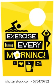 Exercise Every Morning (Flat Style Vector Illustration Sunrise Poster Design)