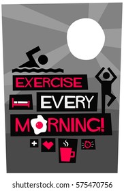 Exercise Every Morning (Flat Style Vector Illustration Sunrise Poster Design)