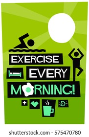 Exercise Every Morning (Flat Style Vector Illustration Sunrise Poster Design)