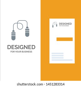 Exercise, Fitness, Jump Rope, Jumping Grey Logo Design and Business Card Template