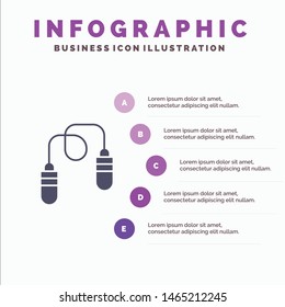 Exercise, Fitness, Jump Rope, Jumping Solid Icon Infographics 5 Steps Presentation Background. Vector Icon Template background