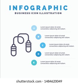 Exercise, Fitness, Jump Rope, Jumping Line icon with 5 steps presentation infographics Background. Vector Icon Template background