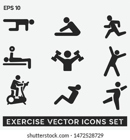 Exercise, fitness vector icons set. Premium quality.