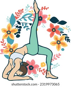 exercise girl physical wellness floral yoga