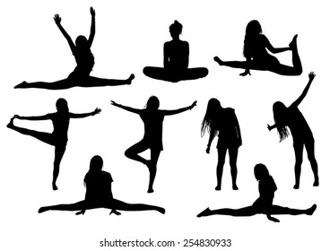 Exercise Girl Silhouettes