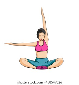  exercise for good health of young beautiful woman in sportswear, vector illustration.