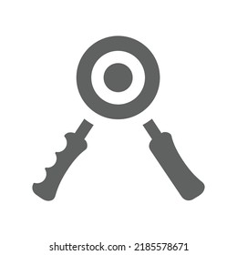 Ejercicio, agarre, icono de mano. Gráficos vectoriales grises.