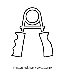 Ejercicio, agarre, icono de contorno de mano. Vector de arte de línea.