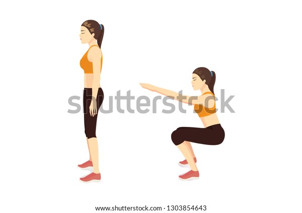 Exercise Guide By Woman Doing Air Stock Vector (Royalty Free) 1303854643