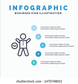 Exercise, Gym, Time, Health, Man Line icon with 5 steps presentation infographics Background. Vector Icon Template background