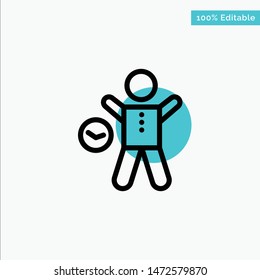 Exercise, Gym, Time, Health, Man turquoise highlight circle point Vector icon