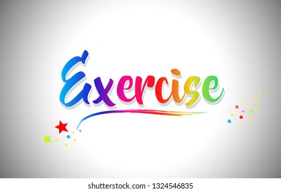 Exercise Handwritten Word Text with Rainbow Colors and Vibrant Swoosh Design Vector Illustration.