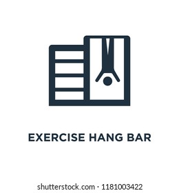 Exercise Hang Bar icon. Black filled vector illustration. Exercise Hang Bar symbol on white background. Can be used in web and mobile.