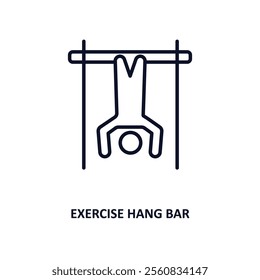 exercise hang bar outline icon.  Thin line icon from gym and fitness collection. Editable vector isolated on white background
