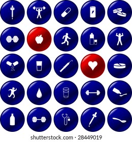 exercise and health care buttons