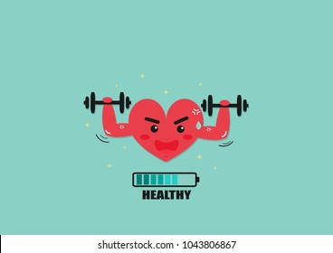 Exercise  heart by dumbbell cartoon vector. fitness concept