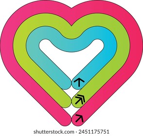 Concepto de corazones de ejercicio con tres colores