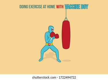 Exercise at home with vaccine boy
