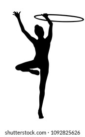 exercise with hoop rhythmic gymnastics back young woman