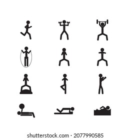 exercise icon, 12 icons , isolated with background, illustration, vector
