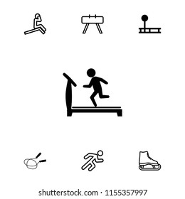 Exercise icon. collection of 7 exercise filled and outline icons such as treadmill, jump rope, fitness equipment, ice skate. editable exercise icons for web and mobile.
