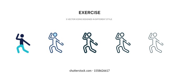 exercise icon in different style vector illustration. two colored and black exercise vector icons designed in filled, outline, line and stroke style can be used for web, mobile, ui