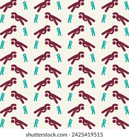 Icono del ejercicio en el fondo de ilustración vectorial de patrón repetido de moda del gráfico