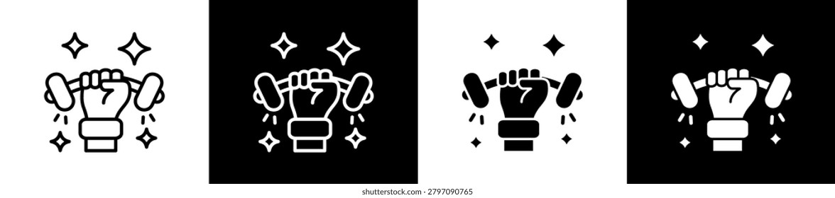 Exercise Icon In Outline And Glyph Styles With Black And White Variations