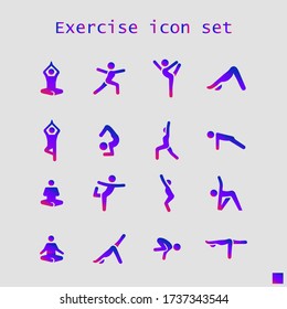 Exercise icon set. Flat vector graphic in White background.