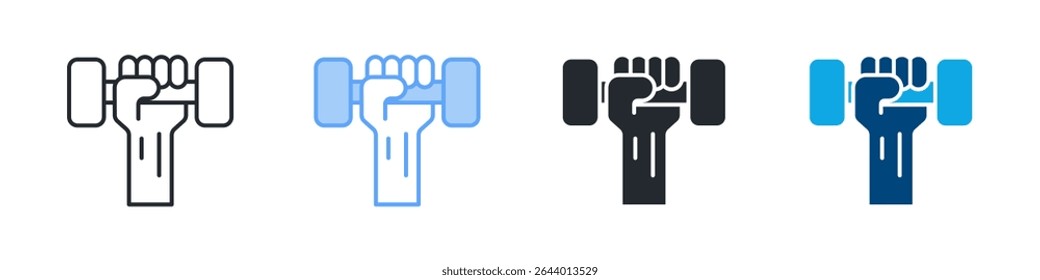 Exercise Icon Set Multiple Style. Design In Outline, Blue, Glyph, Dual Tone