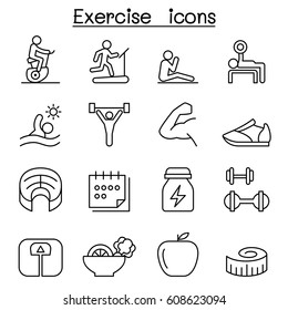 Exercise Icon Set In Thin Line Style