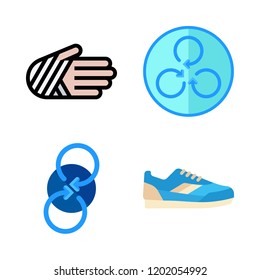 exercise icon set. vector set about sneaker, spin and injury icons set.