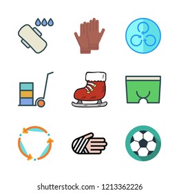 exercise icon set. vector set about compress, spin, injury and stroller icons set.