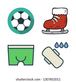 exercise icon set. vector set about compress, football, ice skate and boxer icons set.