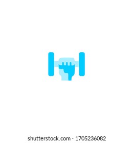 exercise icon. simple, flat, blue. medical and health icon. 
