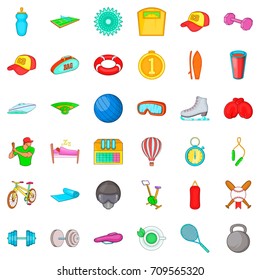 Exercise icons set. Cartoon style of 36 exercise vector icons for web isolated on white background