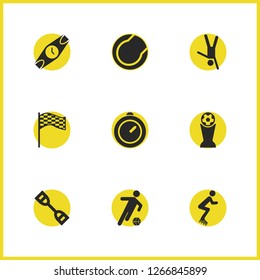 Exercise icons set with rollerskating, on one hand, espander elements. Set of exercise icons and handstand concept. Editable vector elements for logo app UI design.