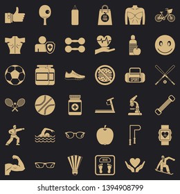 Exercise icons set. Simple style of 36 exercise vector icons for web for any design