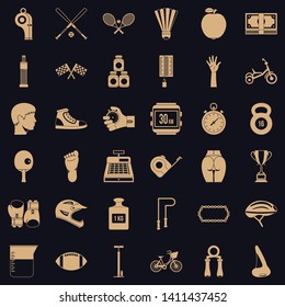 Exercise icons set. Simple style of 36 exercise vector icons for web for any design