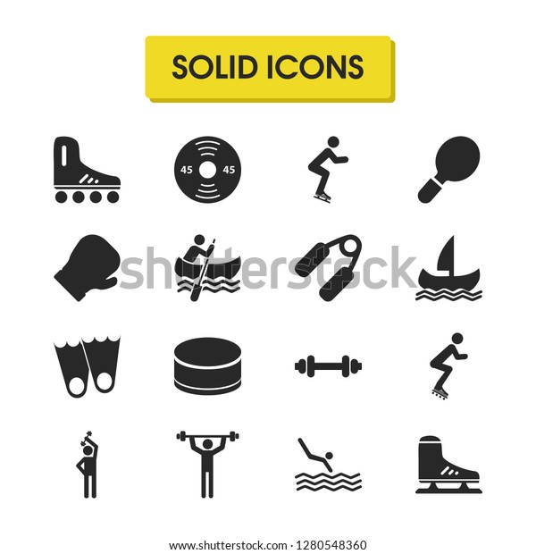 Exercise Icons Set Skater Dumbbell Pancake Stock Vektorgrafik Lizenzfrei