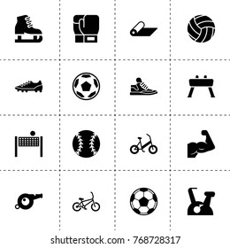 Exercise icons. vector collection filled exercise icons. includes symbols such as football, boxing glove, ice skating, baseball, sneakers. use for web, mobile and ui design.