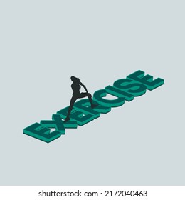 Exercise - isometric3D text design stock illustration
