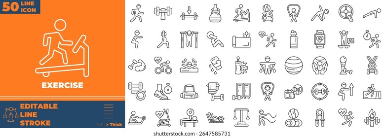 Exercise Line Editable Icons set. Vector illustration in modern thin line style of exercise icons: trophy, competition, medal, etc