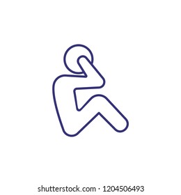 Exercise line icon. Working on abs, crunches, athlete. Sport concept. Vector illustration can be used for topics like fitness, workout, training