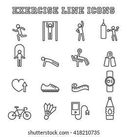 exercise line icons, mono vector symbols