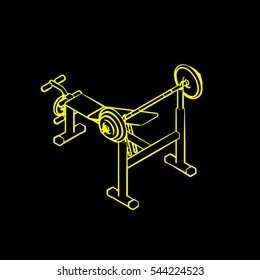 Exercise machine.Isolated on black background.Vector outline illustration. Isometric view.
