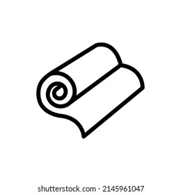 Exercise mat linear icon. Workout equipment for home and gym. Pilates, yoga and fitness training thin line customizable illustration. Vector isolated outline drawing. Contour symbol.