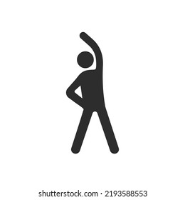 Exercise in the morning icon. Stretching. A man does simple exercises. Monochrome black and white symbol
